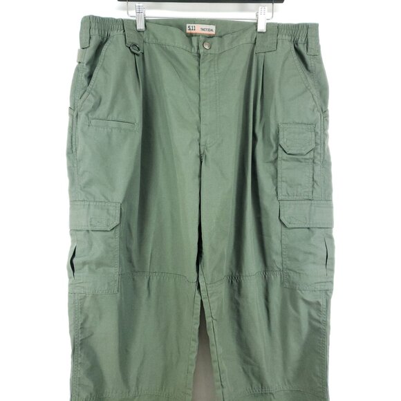 5.11 Tactical Utility Mens 42x30 Green Ripstop Cargo Pants Gusseted Polyester - Picture 6 of 9